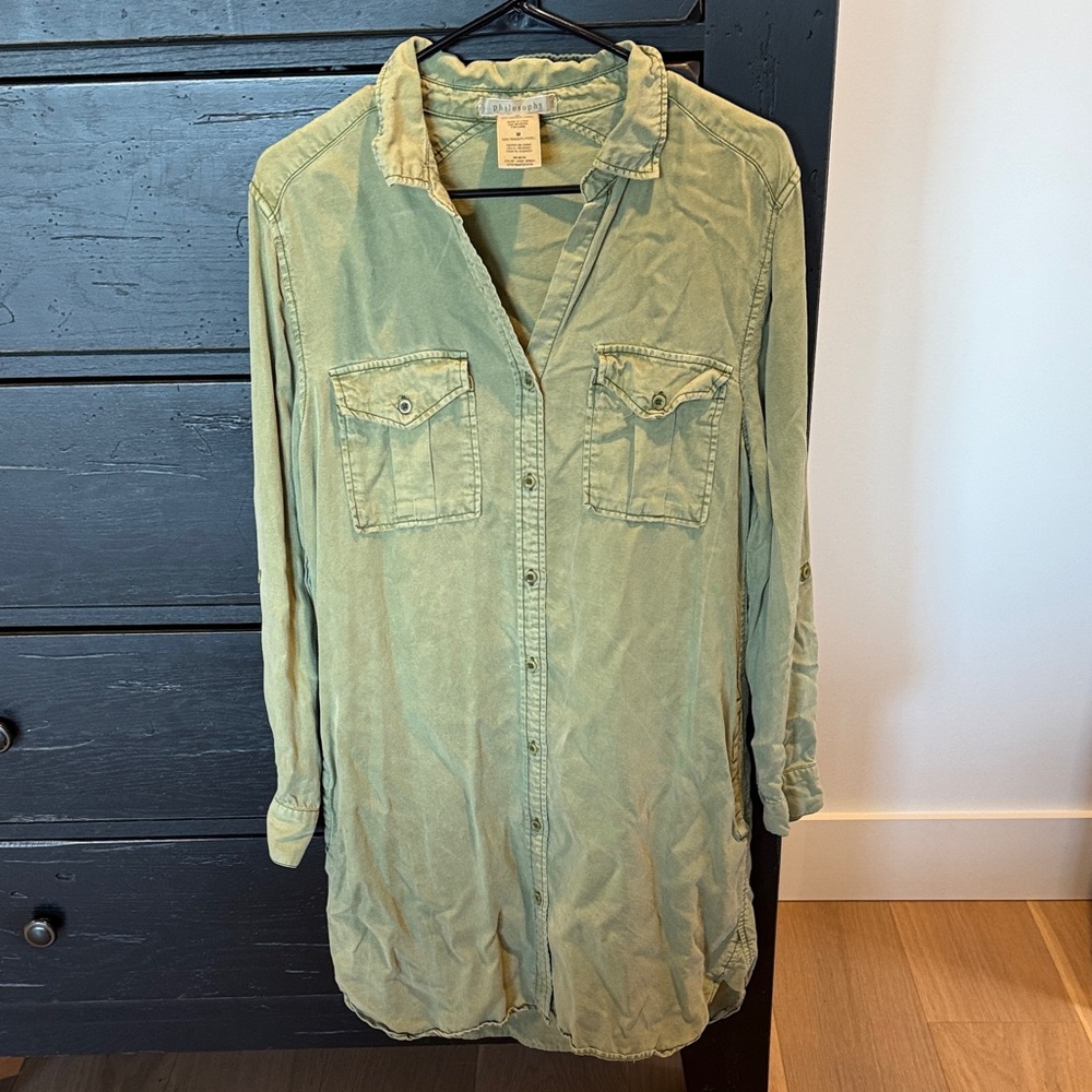 Philosophy Military Green Shirt Dress